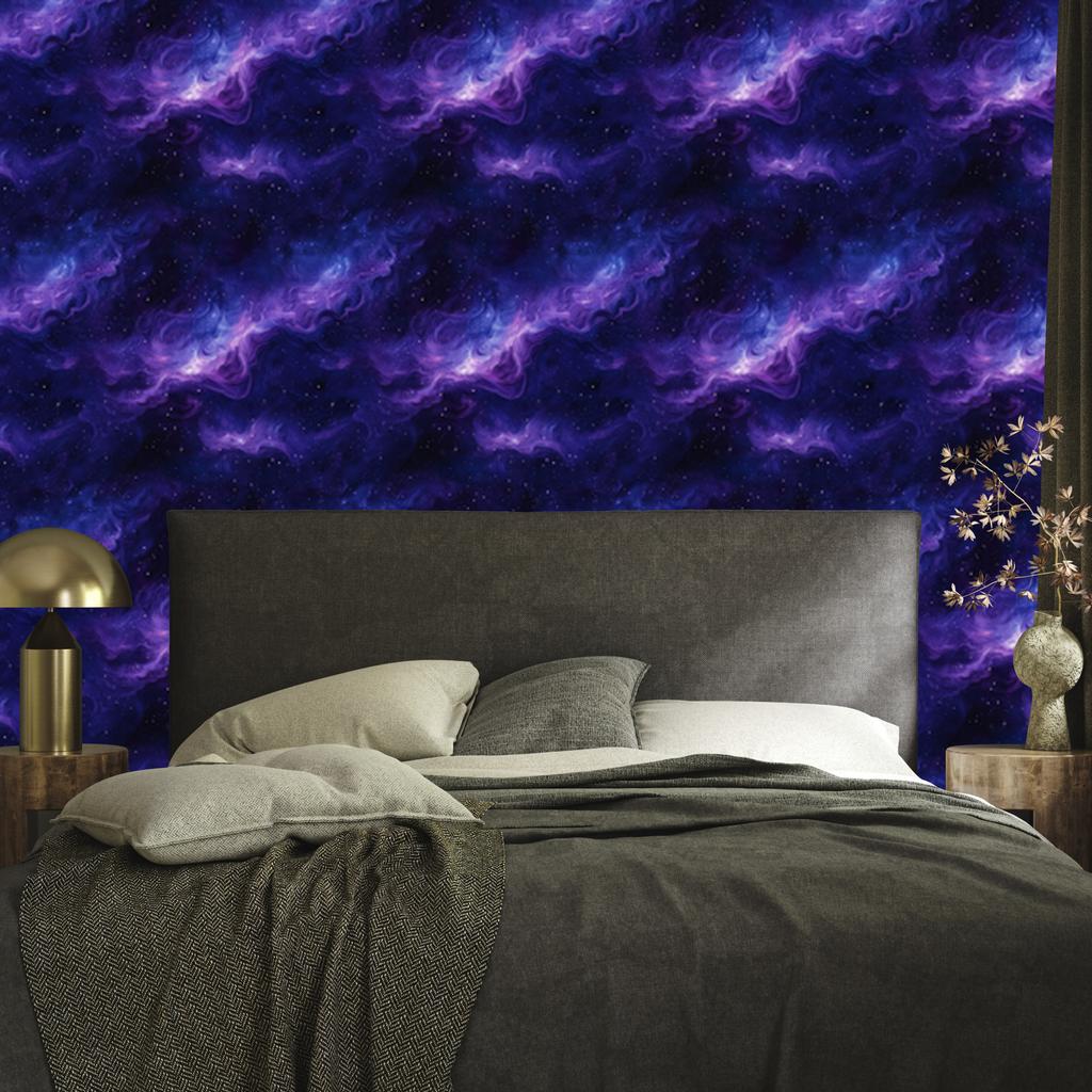 Watercolor Galaxy Navy Blue Wallpaper, Horizontal Rhythm 50x1000