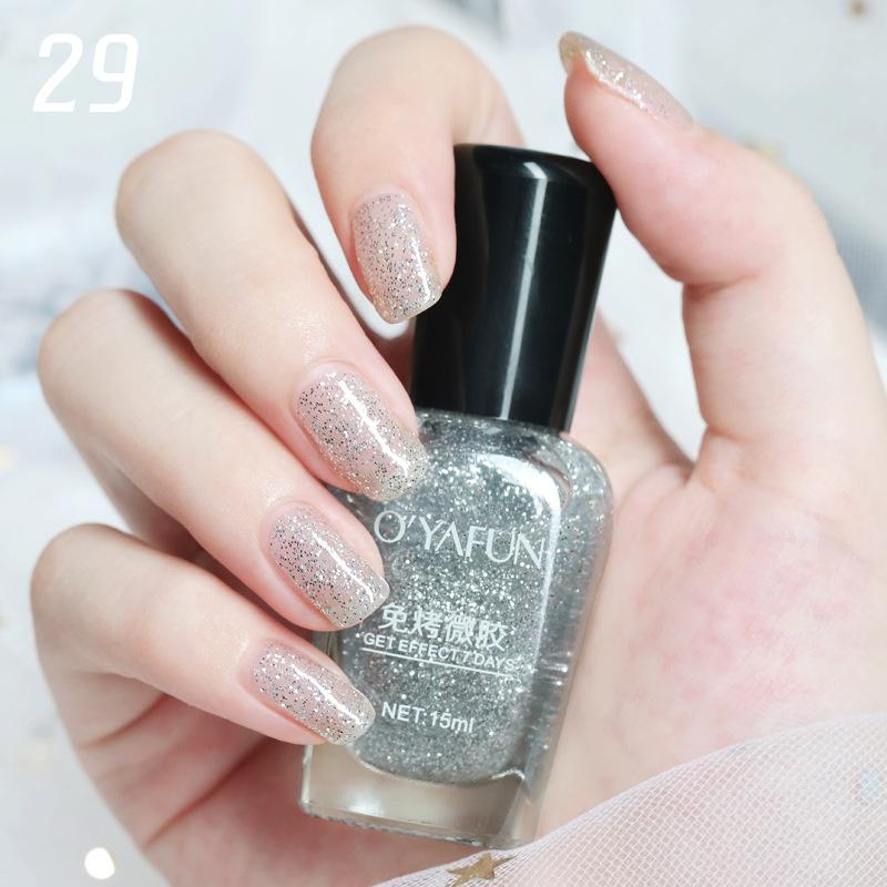 New Non-peelable Nail Polish Waterproof No-bake Micro-glue Non-fading Glitter Sequins Quick-drying Nail Polish