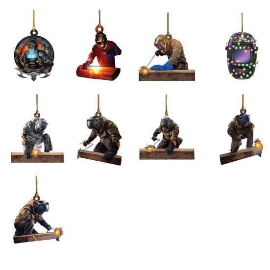 Svářečské ozdoby na vánoční stromek 2D plochá svářečská ozdoba akrylová vánoční stromková závěsná dekorace dárky pro muže svářeče