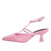 Fashion Black Patent Leather Ankle-Wrap Pumps Women Sexy Pointed Toe Heeled Sandals Elegant Slingbacks Mules Heels Summer Designer Shoes