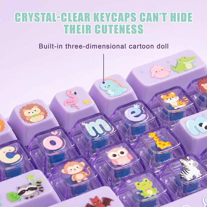 Purple Fidget Keyboard Toy Cute Animal Shape Stress Reduction Gadget for Home Office Daily Use