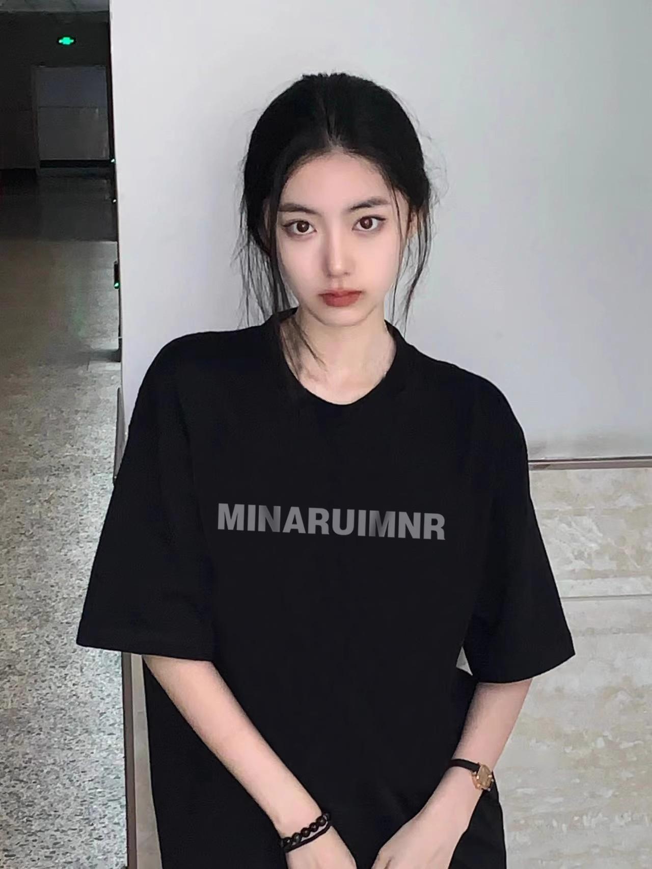 

pure cotton black short-sleeved t-shirt women s new spring and summer loose American large size retro high street trendy couple top M чёрный