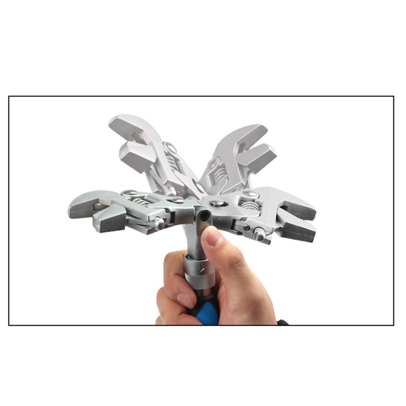 5 in 1 Adjustable Ratchet Wrench 10 Inch Torque Wrench with 180° Folding Spanner Tool for Industry Household Maintenance