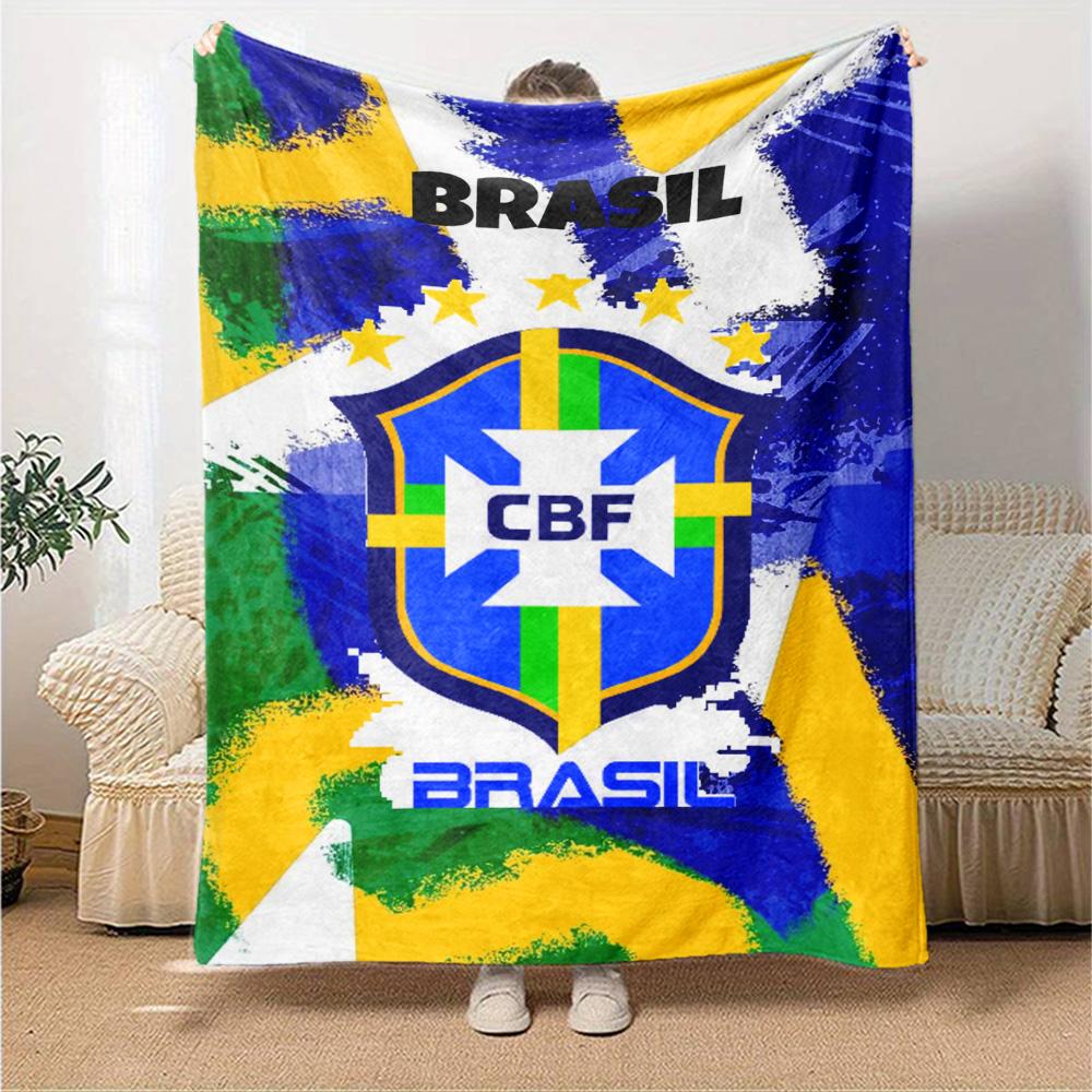 Brasil CBF Print Flannel Blanket High Quality Warm Comfortable Cover for All Seasons Perfect for Gifts Home Decor