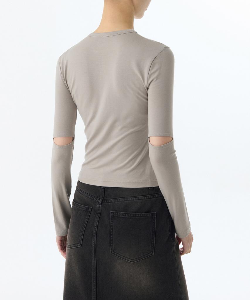 MUSINSA STANDARD WOMAN Women'S Tencel Slim Elbow Cut-Out Long Sleeve T-Shirt [Light Beige]