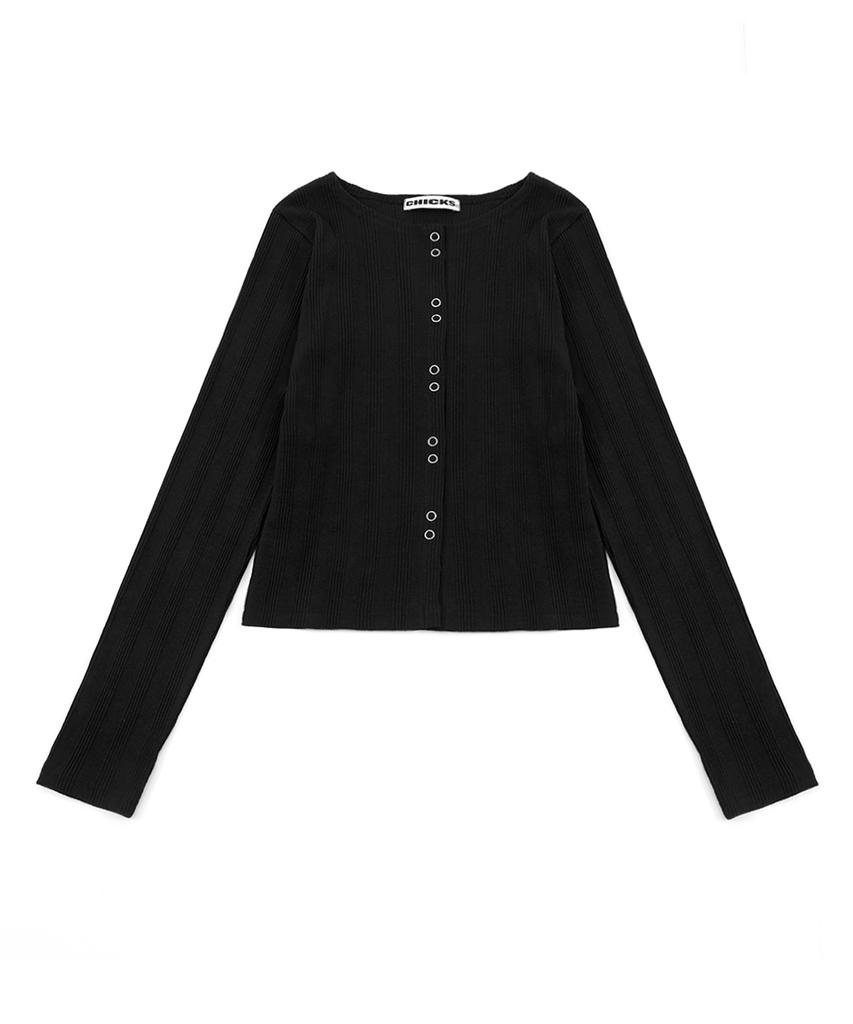 Chicks Snap Cardigan Black