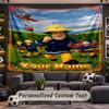 Wall Hanging Tapestry Custom NameFireman Sam Pattern Personalized Printed Fabric Wall Decor