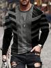 Vintage T-Shirt for Men Irregular Plaid Graphic T Shirts Round Neck Long Sleeve Tee Oversized Man Clothing Top Creative Clothing