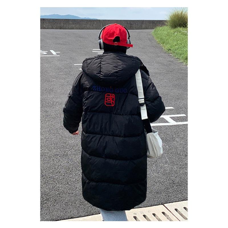 

Зимняя новая свободная хлопковая одежда с капюшоном, женские удлиненные утолщенные куртки с хлопковой подкладкой 2XL чёрный