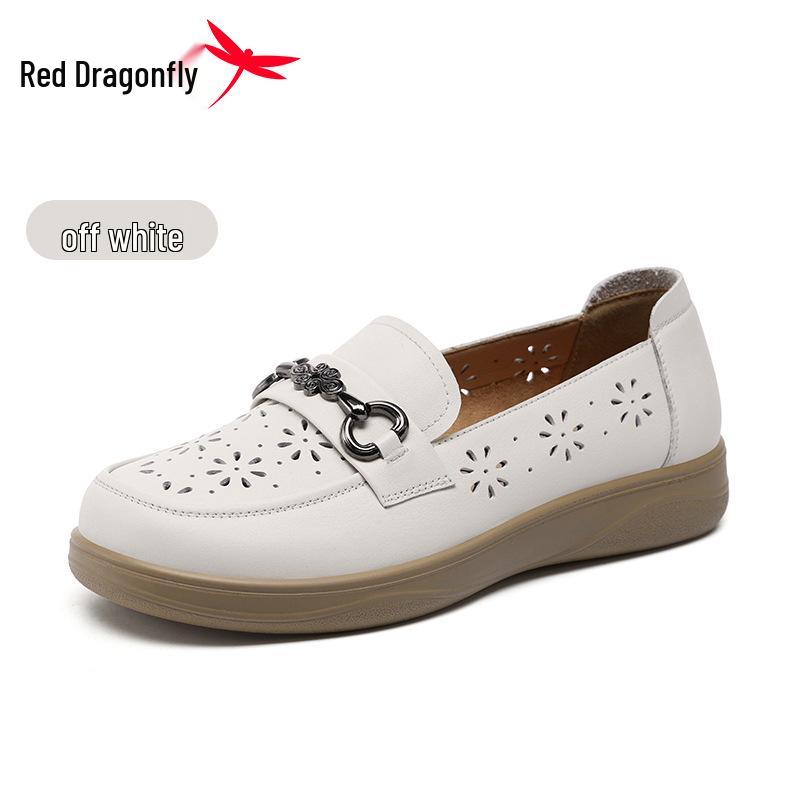 Red Dragonfly Women s Summer Genuine Leather Breathable Flat Loafers 36 грязно-белый