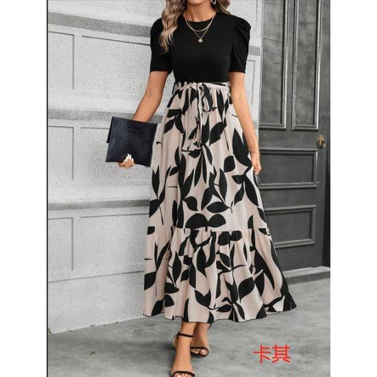 Women's Floral Print High Waist Fashion Elegant Temperament Dress