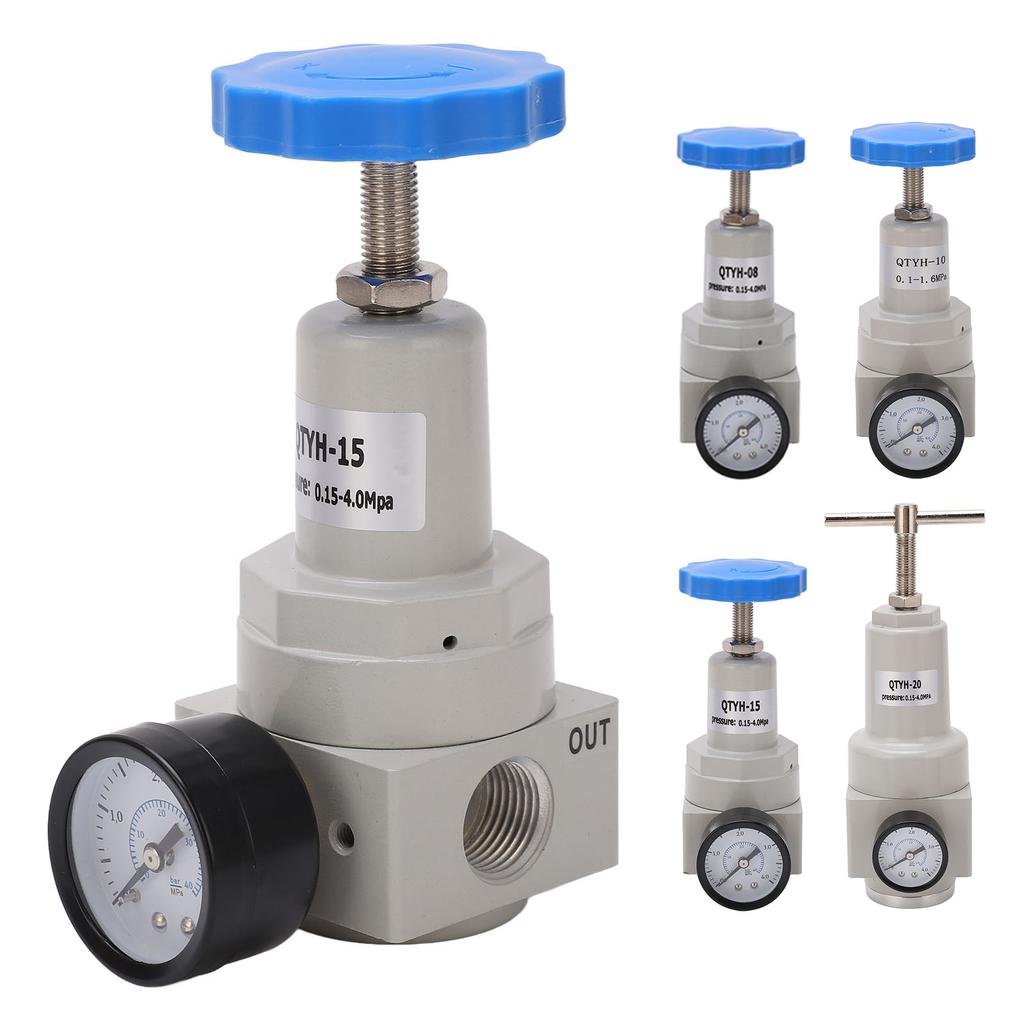 Air Pressure Regulator Good Sealing Simple Installation Relief Valve Aluminium Alloy Easy Adjusting with Gauge for Machine
