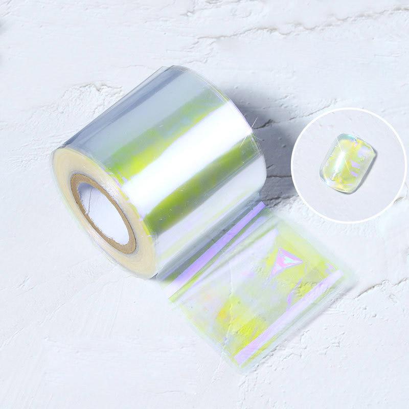 1PC 5*20cm Nail Art Aurora Ice Cube Cellophane Large Colorful Transfer Paper Laser Jewelry Candy Paper Diy5 Color Sticker