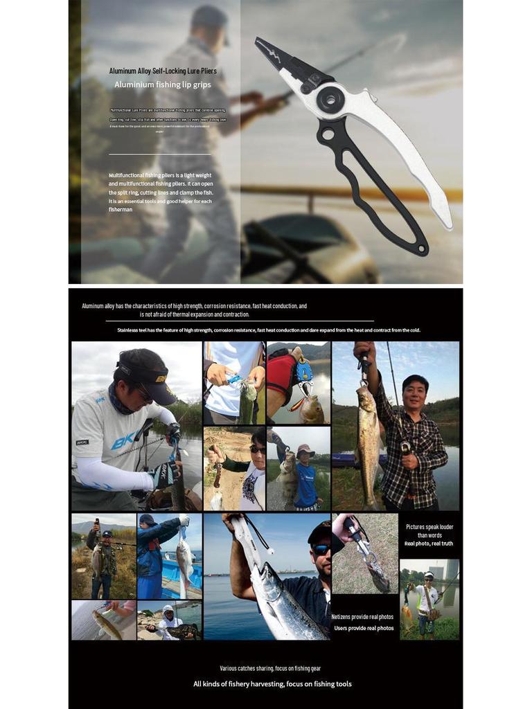 New Self-Locking Aluminum Alloy Fishing Pliers: Hook Remover & Fish Controller Scissors