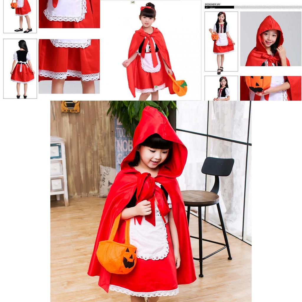 Adorable Little Red Riding Hood Costume For Girls Halloween Cosplay Party