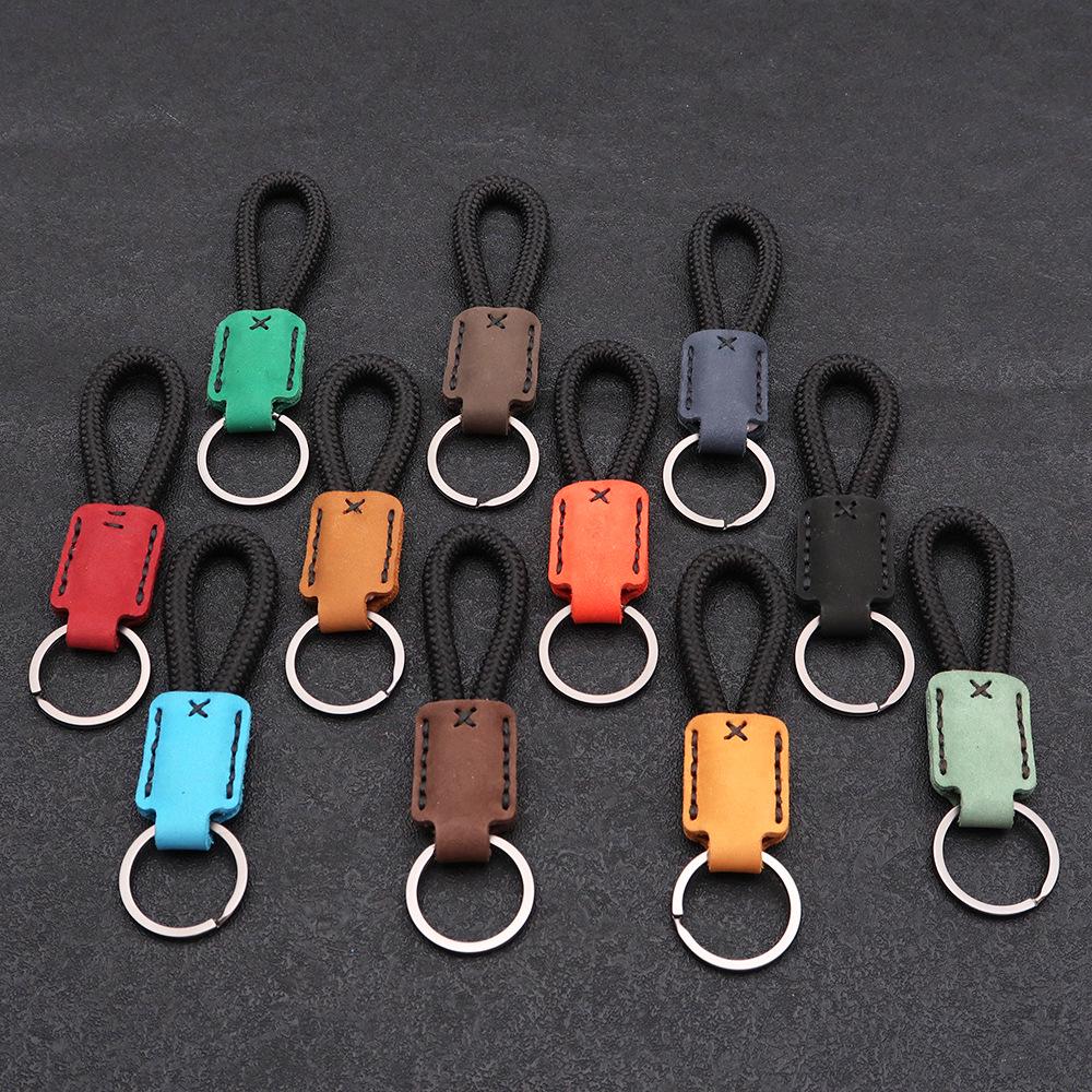 Handmade Genuine Leather Key Chain Pendant - Frosted Leather, Multifunctional Lanyard, Creative Design Key Ring