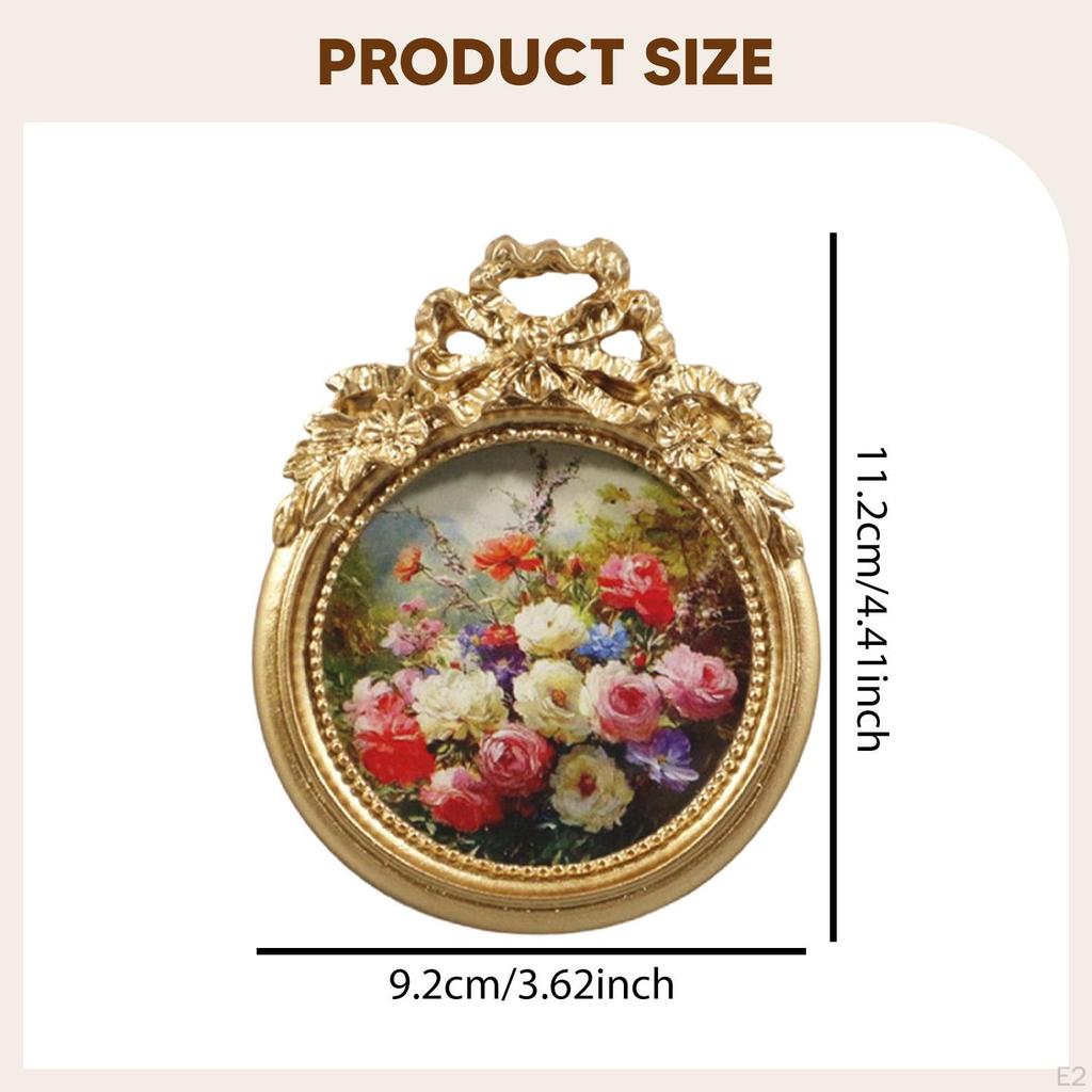 Antique Photo Frame Picture Display Ornate Decorative Golden Carved Tabletop Wall Hanging for