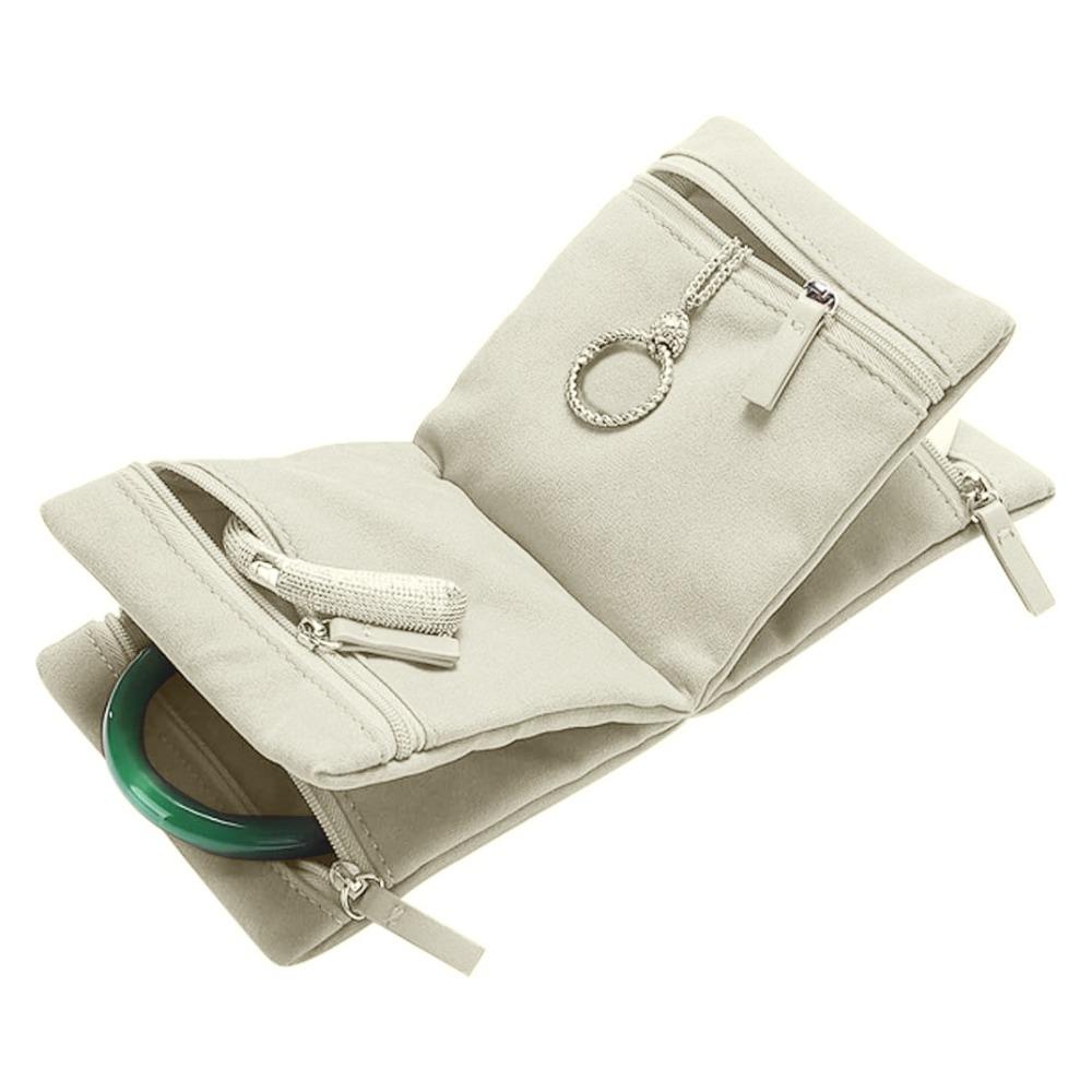Foldable Travel Jewelry Storage Bag Multiple Compartments Clutch Bag Earrings Container  Travel
