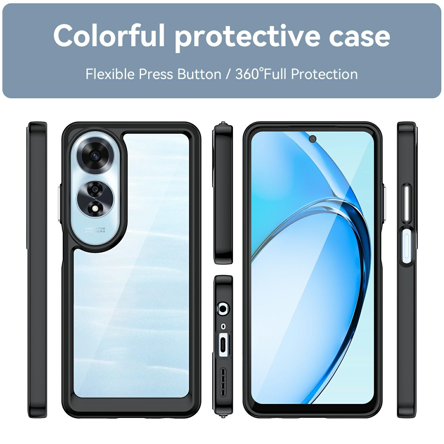 

For Oppo A60 4G Case TPU +Acrylic Protective Clear Phone Cover Black