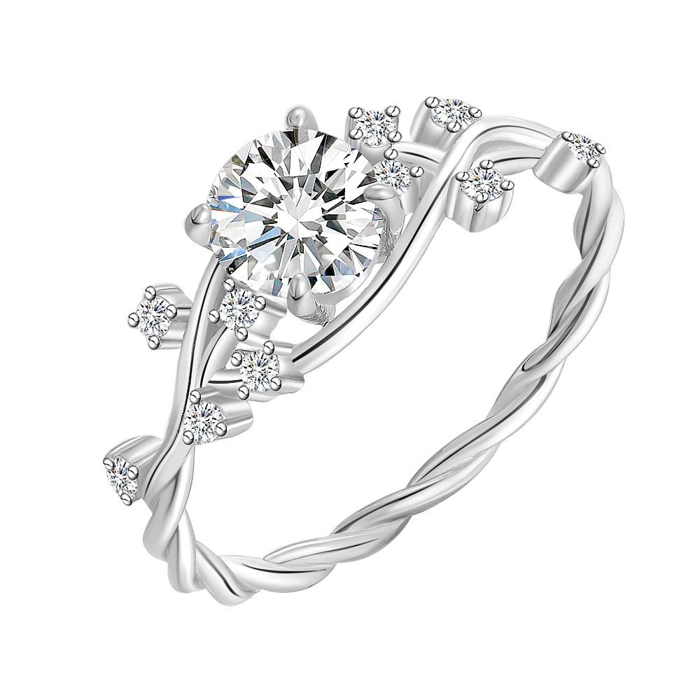 

Кольцо из серебра S925 пробы Кольцо из стерлингового серебра S925 пробы с муассанитом Модное и универсальное кольцо с бриллиантами в виде виноградной лозы Кольцо с нишевым дизайном 9