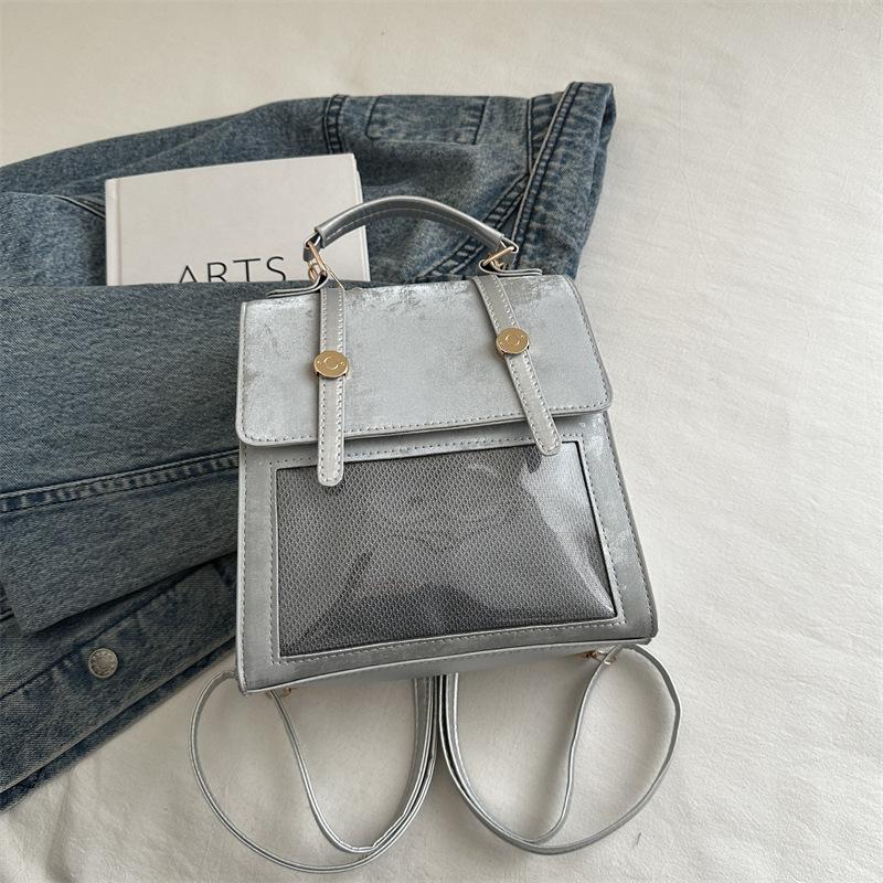 

2025 новый модный повседневный универсальный двухмерный прозрачный небольшой рюкзак для еды с тремя способами спины, одно плечо, женская сумка