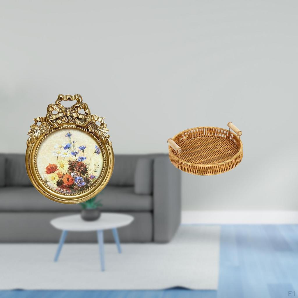 Ornate European Desktop Photo Frame And Woven Fruit Basket Combination for Wedding Gift Ideas
