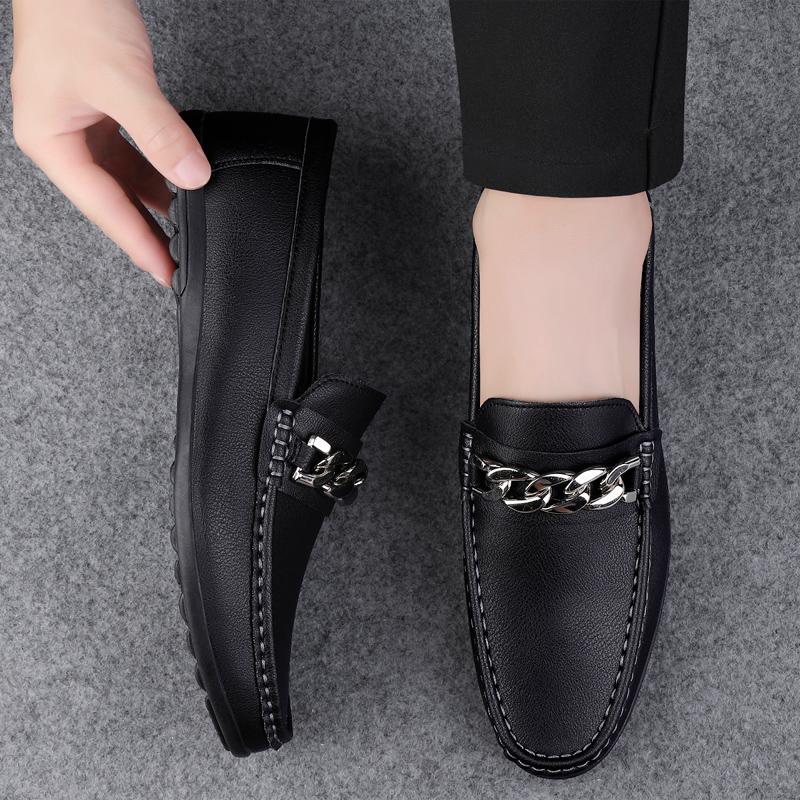 Black and White Men's Loafers Fashionable Minimalist Design Style Outdoor Leisure Business and Party Office Lightweight Shoes 47