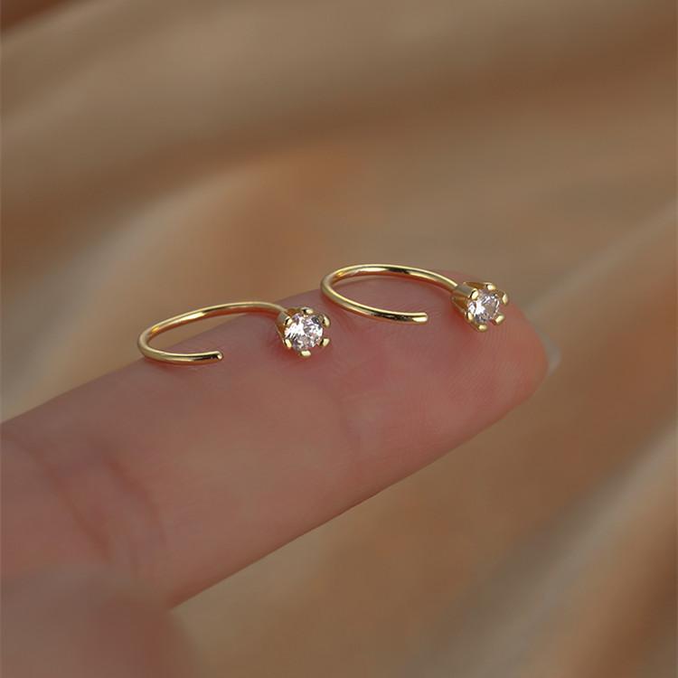 Luxury Top Quality Smooth Star Zircon Hoop Earrings for Women Girls Metal Chunky Sun Rhinestone Ear Buckle Punk Y2K Jewelry