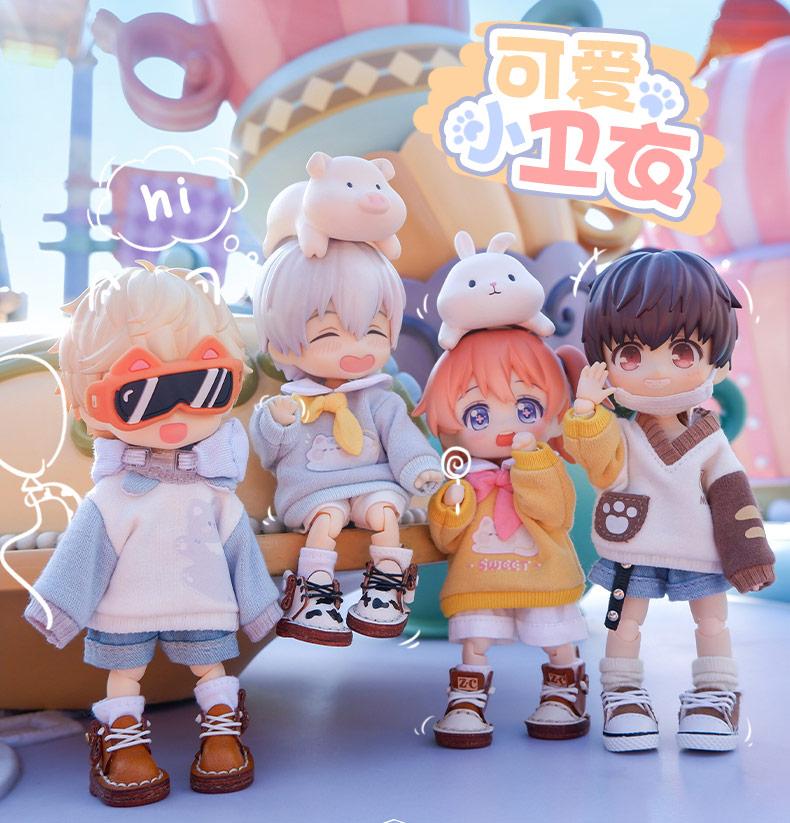 OB11 Clothes Cat Sweatshirt Hoodie Casual Jacket for Obitsu11, Molly, GSC Body, DDF, YMY, 1/12bjd Doll Accessories Toy Coat