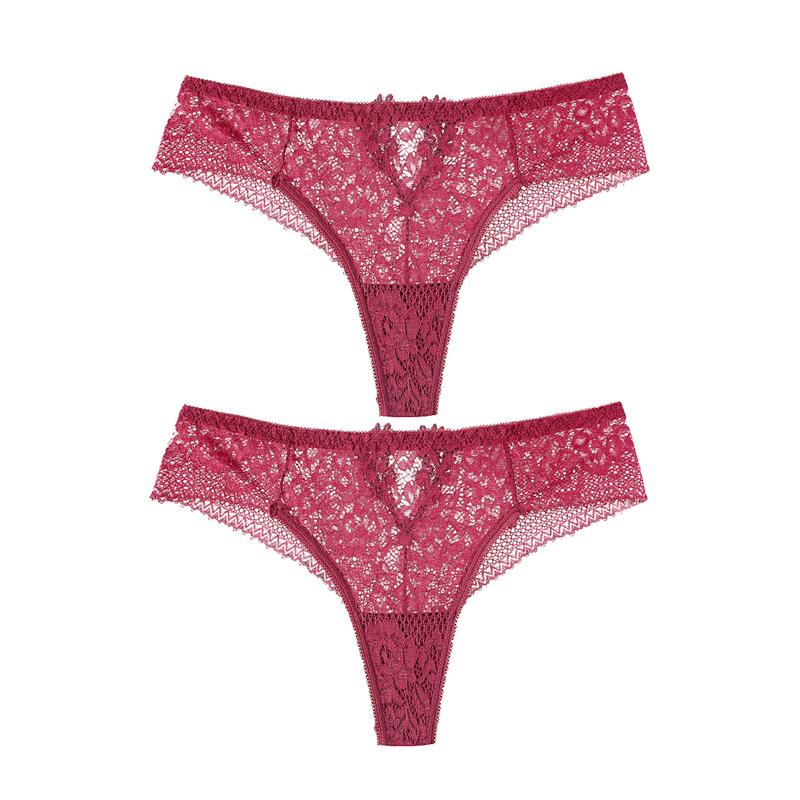 2Pcs/Lot Water-soluble Lace Women Panties Hollow G Strings Embroidery Thongs Low Waist Half Wrapped Hip T-Shaped Bikini Underpants