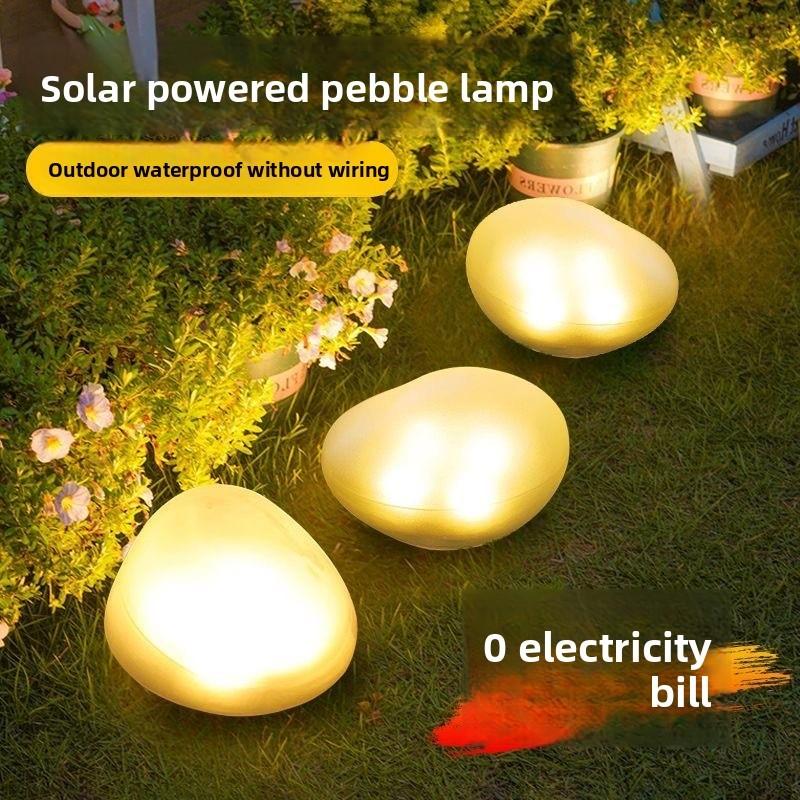Solar Garden Lawn Light With Led Cobblestone Lamp For Outdoor Landscape Decor
