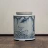 Vintage Ceramic Tea Caddy Moisture-proof Blue and White Porcelain Storage Jar Multi-functional Coffee Medicinal Herb Storage Box