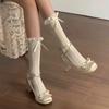 Block Heel High Heels Women's French Platform Ballet Shoes