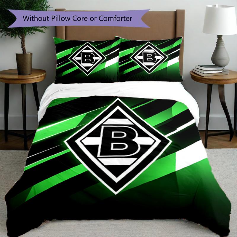 3pcs Duvet Cover Set (1*Duvet Cover + 2*Pillowcase, Without Core), Borussia Monchengladbach Print Bedding Set, Bedroom Decor, All‑Season, Birthday Gif