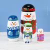 Matryoshka Wooden Snowman Doll Set Cartoon Home Decoration Christmas Toy Gifts
