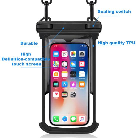 Waterproof Phone Pouch with Lanyard Touchscreen Clear Leakproof Kayaking Swimming Floating Universal 5-7.7