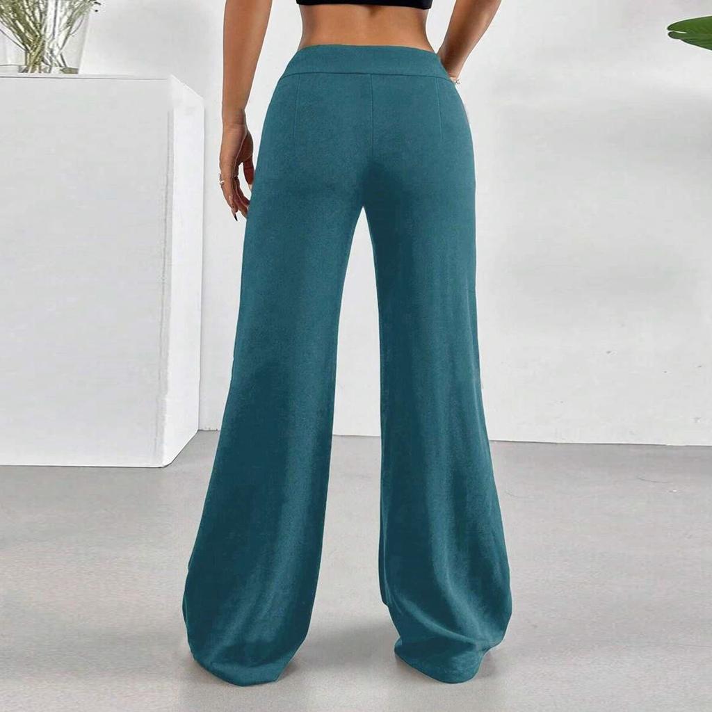 Women's Fashionable, Casual, Versatile High-waisted Loose Elastic Slightly Flared Wide-leg Trousers