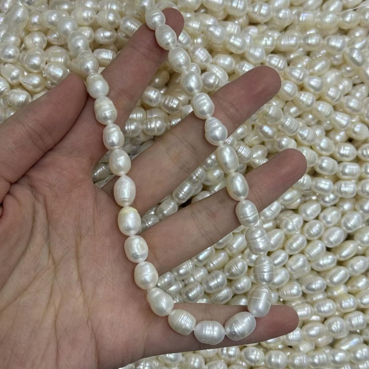 

1 нить, синтетические жемчужные бусины, 7,5-8,5 мм, белые, из натуральной ракушки, перламутровые рисовые бусины для изготовления украшений, DIY поделок, женщины любят, свадебные подарки 36 см 1String/7.5-8.5mm-36cm белый
