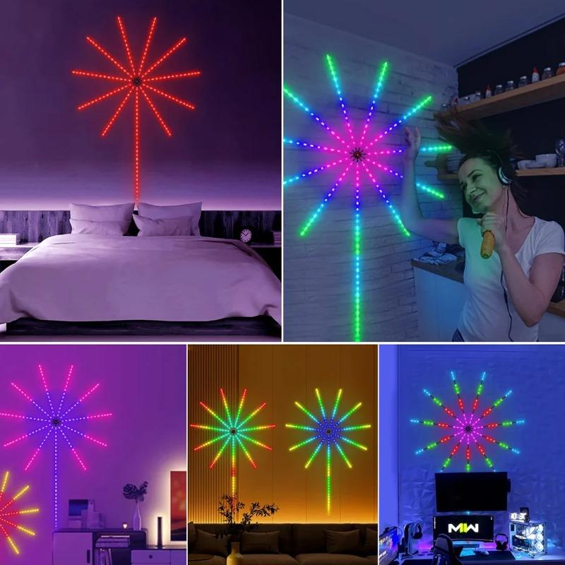 RGB Firework Strip Lights LED Bluetooth APP Control Neon Strip USB 5V Changing Smart Lamp Sync Music Bedroom Decor Dream Light