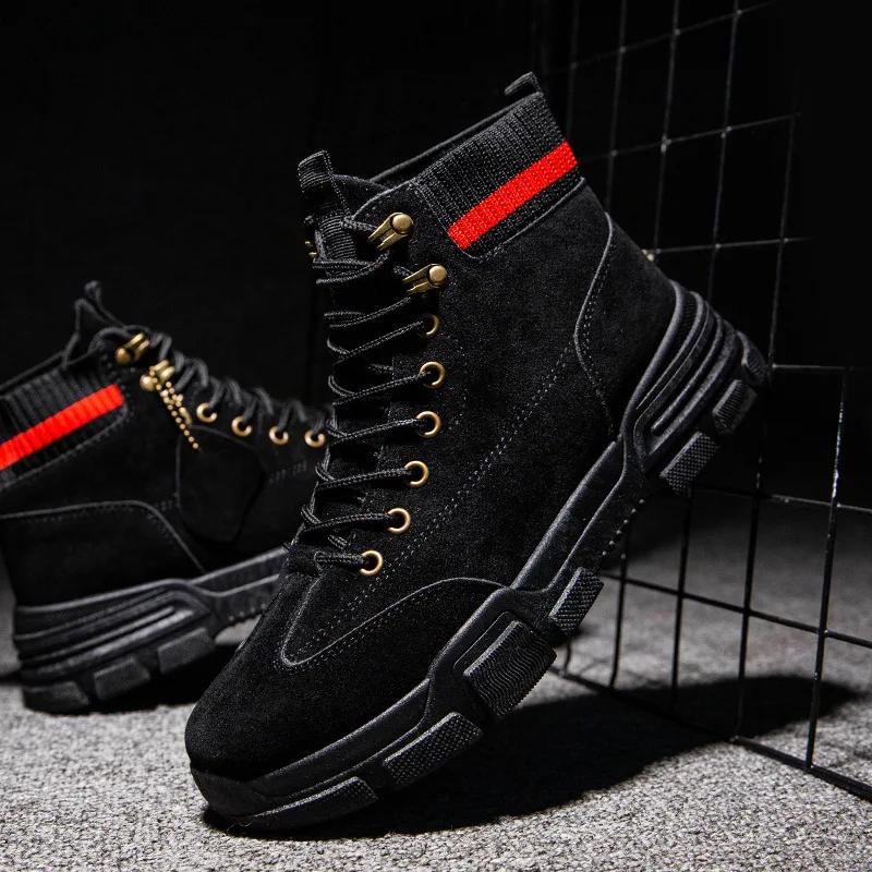 Autumn fashion men's workwear boots Leather Waterproof Lace Up Boots Men Ankle Lightweight Shoes Men Casual Non Slip footwear