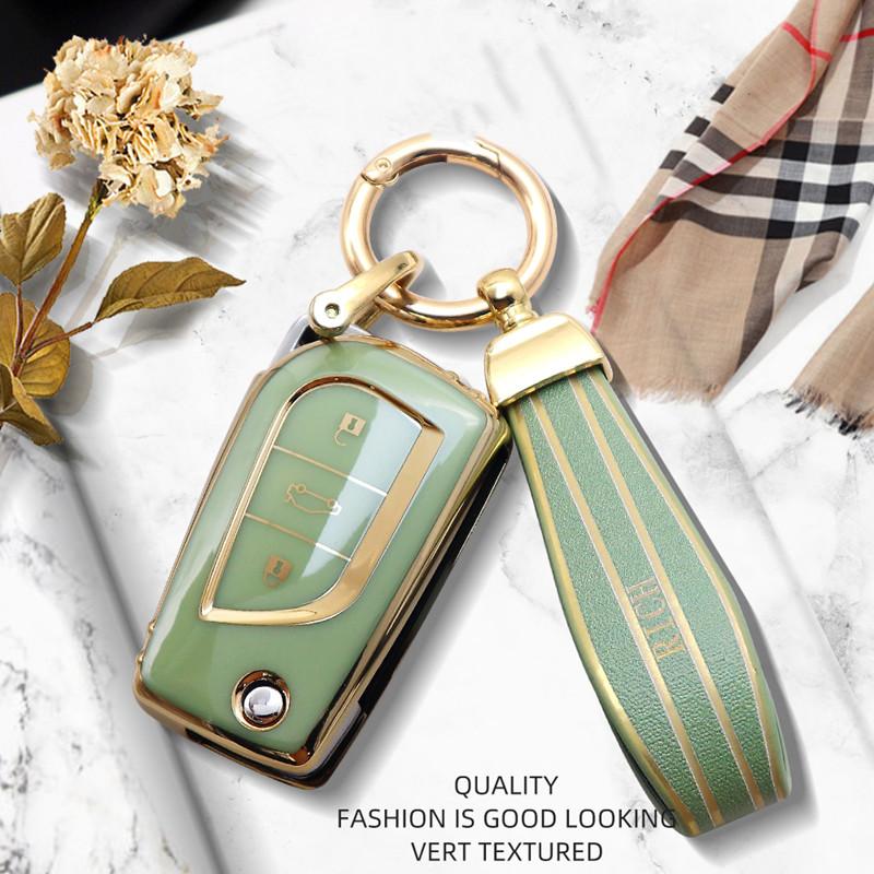 Flip Folding Remote Key Case Cover For Toyota Auris Corolla Avensis Verso Yaris Aygo Camry RAV4 Keychain Covers Car