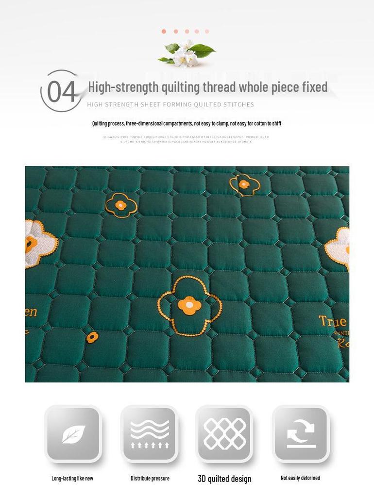 Cross-Border Quilted Fitted Sheet Set: Thick Memory Foam Protector, Dust & Moisture Resistant, Full Wrap Bedspread