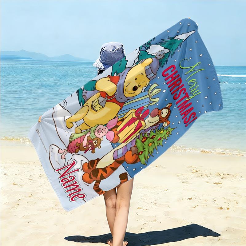 Personalized Winnie Pooh Friends Beach Towel Microfiber Beach Towel Thin Absorbent for Beach Swimming Yoga Bath Sports. 0910367