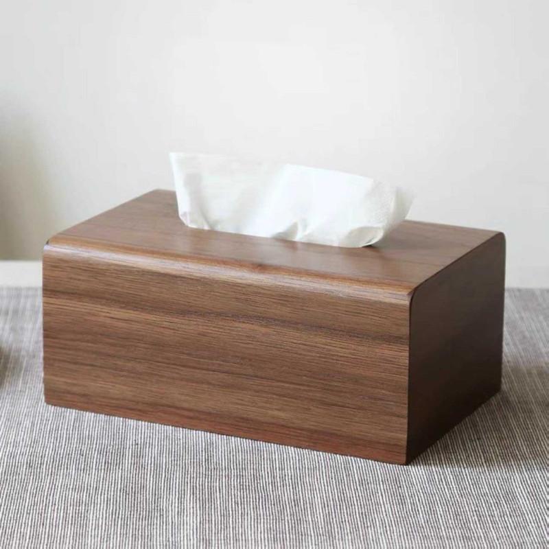 Rectangular Walnut Tissue Box, Living Room Wooden Tissue Storage Box, Dining Table Center Napkin Holder, Home Decoration