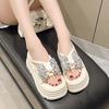Fashion Slippers Women Summer Platform Butterfly-Knot Shoes Glitter Slides Pantofle Soft Jelly 2025 Crystal Butterfly-knot Shoes Woman 2