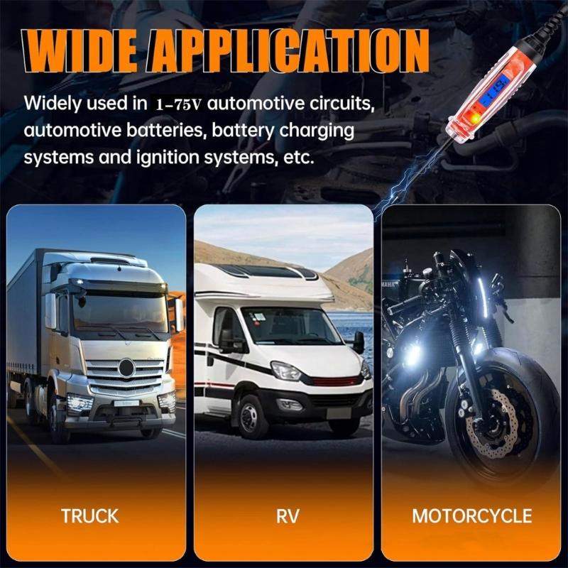 652F Automotive Circuit Tester with LCD Screen Sound Light Alerts 1 to 75V Ranges Suitable For Car Battery Detection