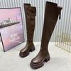 Leather Chunky Women High Boots Platform Fashion High Heels Boots 2025 Trend Winter Goth Gladiator Pumps Motorcycle Botas Mujer