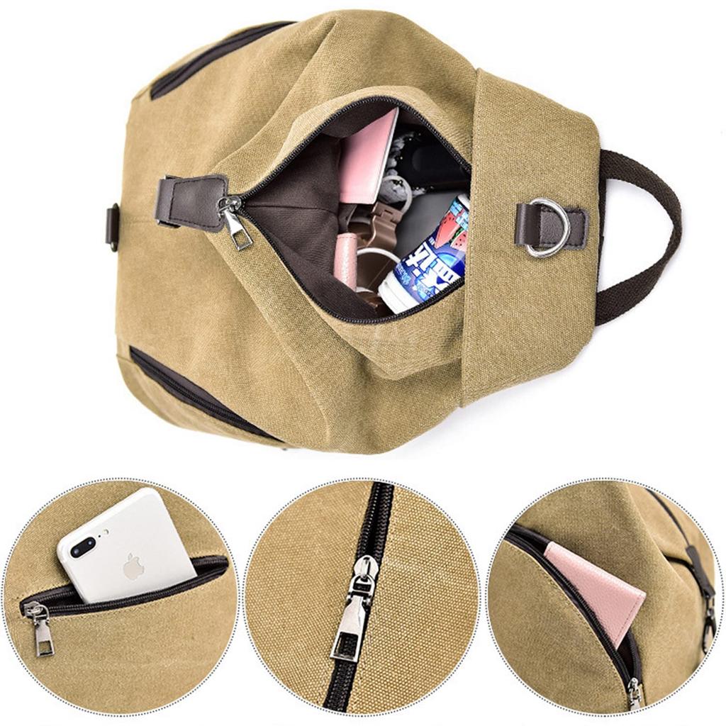 NEXSTAGES Damen Canvas Rucksack, Perfekt für Studenten, Pendler, Schule, Verabredungen, Freizeit, Großes Fassungsvermögen, Reißverschluss, Wandern und mehr,