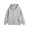 Unisex Retro Gray Hooded Sweatshirt with Double Zipper - Perfect for Spring & Autumn