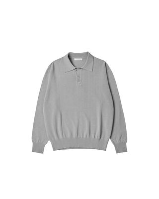 WORTHWHILE MOVEMENT Two-Sided Knit Polo Shirt (Light Gray)